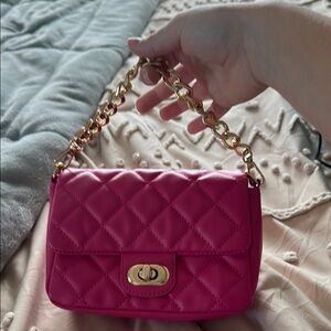 Pink Quilted Chain Shoulder Bag